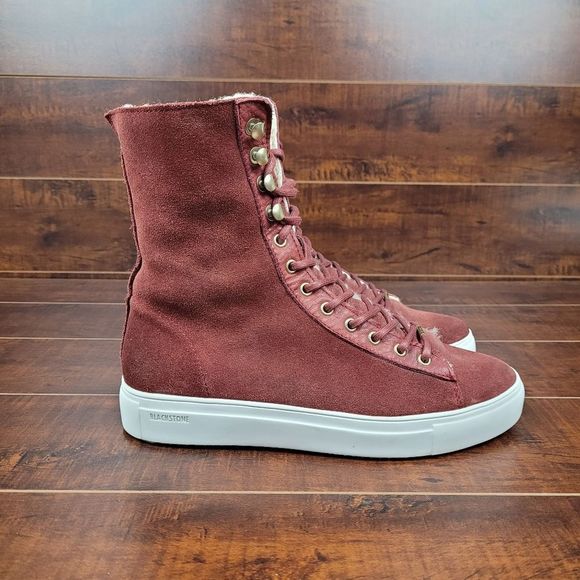 Blackstone Shoes - Blackstone QL50 Shearling High Top Sneaker Boot Wine Suede Womens Size 9